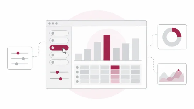 Interactive data visualization dashboard with filters, charts and performance metrics