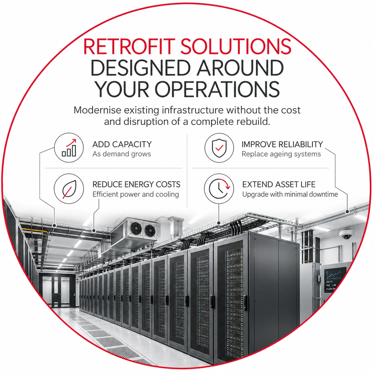 Intris Datacenter Retrofit 2 Data centre retrofit solutions designed around live operational requirements